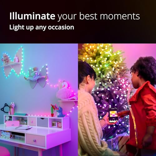 Twinkly Candies App-Controlled Candle-Shaped USB-C LED Light String, 100 RGB (16 Million Colors) 6 M/19.7 FT. Clear Wire. USB-C Adapter Not Included Ecomm Packaging