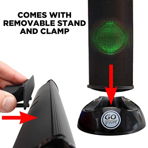 GOgroove SonaVERSE LED Speaker for Laptop Computer - USB Powered Clip-On Sound Bar with Mini Portable External Speaker Design for Monitor, Back Switch for Power - Audio Input and Power