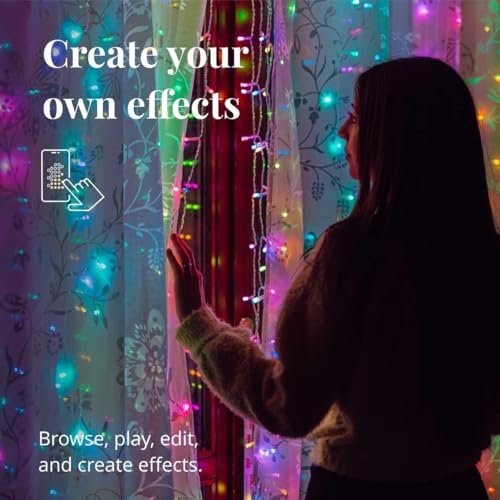 Twinkly Christmas Curtain Lights 210 RGB+W LEDs - App-Controlled, Indoor & Outdoor Use, Compatible with Google Assistant, Amazon Alexa, Apple HomeKit, Bluetooth & WiFi Connectivity Ecomm Packaging