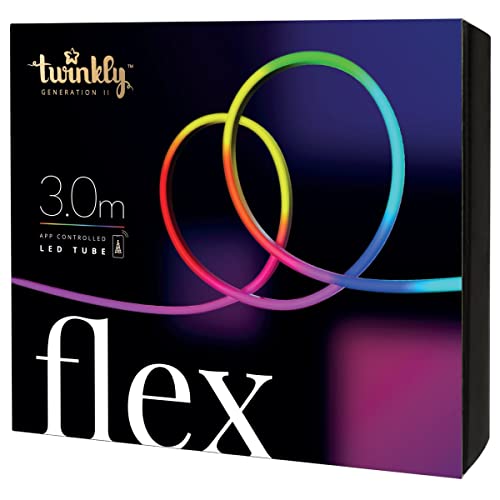 Twinkly Flex 10ft, LED Tube Multicolor, RGB LED Strip Flexible, Compatible with Alexa and Google Home, Gaming Lights, 16 M+ Colors, USB C Power, App Mapping, White Wire