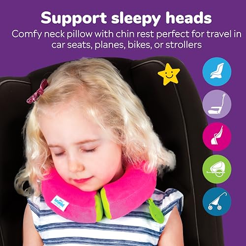 Trunki Kid's Travel Neck Pillow & Chin Rest | Support Sleepy Heads in the Car Seat, Plane, Bike or Pram | Yondi SMALL Betsy (Pink)