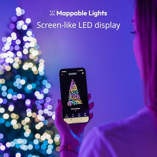Twinkly Strings 600 LED RGB, Including White, LED Light String, Smart Multicolor LED Lights, Christmas Lights, Mappable LEDs, IP44, Green Wire, Packaging May Vary, 157.5ft