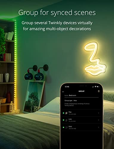 Twinkly Line Extension Kit 5ft, Magnetic and Adhesive Multicolor LED Strip, Pair It with Line Starter Kit, Compatible with Alexa, and Google Home, 16 M+ Colors, App Mapping, Black Wire