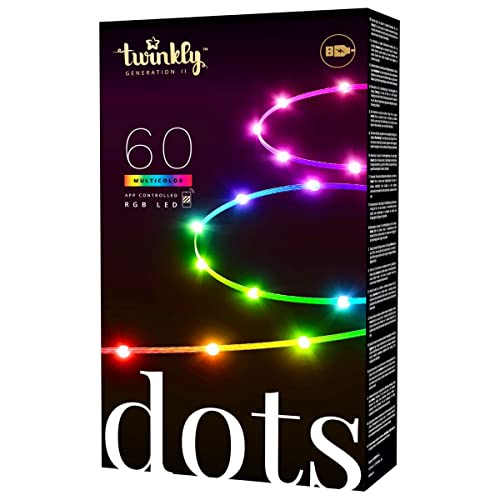 Twinkly Dots 10ft, Multicolor 60 LED Strip, Flexible RGB LED Strip, Compatible with Alexa and Google Home, Gaming, 16 M+ Colors, USB Powered, App Mapping, Transparent Wire