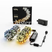 Twinkly Cluster 19.7ft White, Dense String of 400 LED Lights, in- and Outdoor Smart Multicolor LED Lights, Compatible with Alexa and Google Home, Gaming, IP44, App Mapping, Green Wire