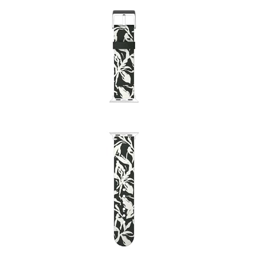 MobyFox Silicone Watch Band - compatible Apple Watch Band for iWatch Series 10 9 Ultra 8 7 6 5 4 3 2 1 SE - (Midnight Flora, Black)