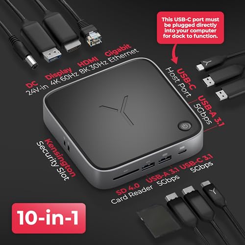 Brydge Stone CORE Powered Charging Docking Station 10 Ports Dual Monitor Docking Station