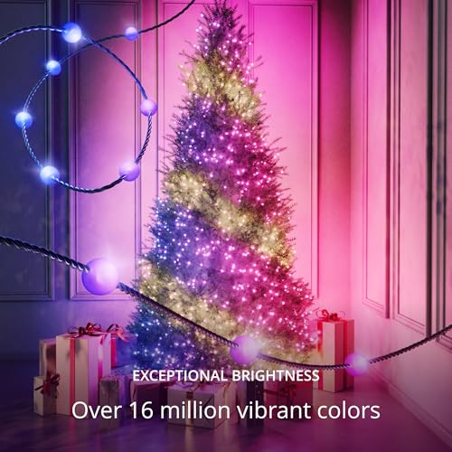 Twinkly Strings USB-C Pearls 200 LED, Pearl-Shaped LED Light String, RGB Multicolor LED Lights, Valentine's Day Lights, Compatible with Alexa, Google Home, USB-C Power, Green Wire, 39.4ft