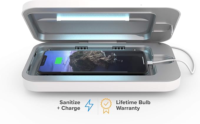 PhoneSoap Cell Phone Sanitizer Dual Universal Charger 360-Degree UV-C Light Sanitizer (White) (Copy)