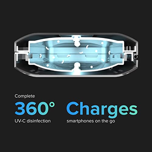 PhoneSoap Go Battery Powered UV Cell Phone Sanitizer & Universal Phone Charger Box | Patented & Clinically Proven 360-Degree UV Box for Smartphones | Disinfects & Charges On The Go (Indigo)