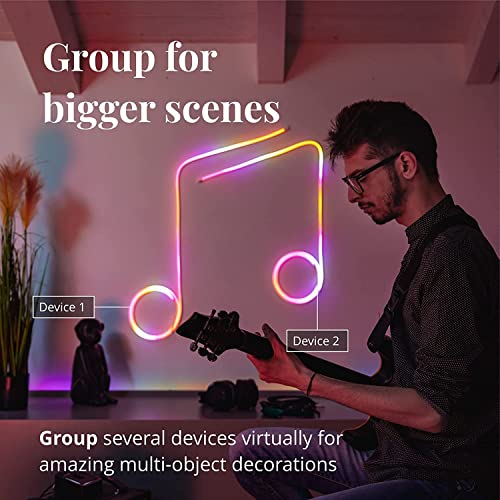 Twinkly Flex 10ft, LED Tube Multicolor, RGB LED Strip Flexible, Compatible with Alexa and Google Home, Gaming Lights, 16 M+ Colors, USB C Power, App Mapping, White Wire