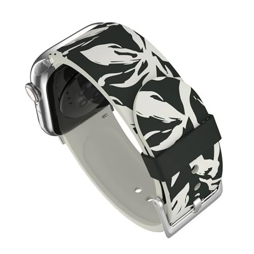MobyFox Silicone Watch Band - compatible Apple Watch Band for iWatch Series 10 9 Ultra 8 7 6 5 4 3 2 1 SE - (Midnight Flora, Black)