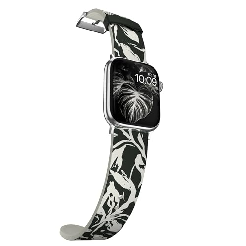 MobyFox Silicone Watch Band - compatible Apple Watch Band for iWatch Series 10 9 Ultra 8 7 6 5 4 3 2 1 SE - (Midnight Flora, Black)