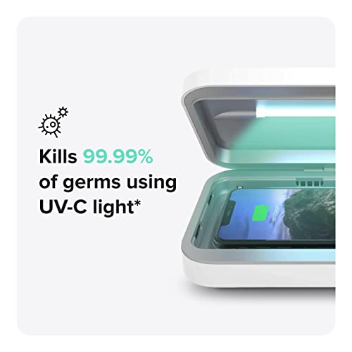 PhoneSoap Go Battery Powered UV Cell Phone Sanitizer & Universal Phone Charger Box | Patented & Clinically Proven 360-Degree UV Box for Smartphones | Disinfects & Charges On The Go (Indigo)