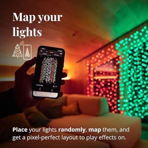 Twinkly Christmas Curtain Lights 210 RGB+W LEDs - App-Controlled, Indoor & Outdoor Use, Compatible with Google Assistant, Amazon Alexa, Apple HomeKit, Bluetooth & WiFi Connectivity Ecomm Packaging