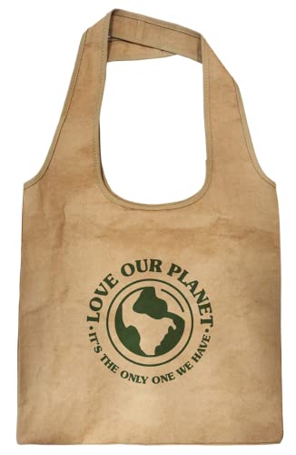 Reusable Grocery Bag   Large Sustainable Washable Paper Tote with Reinforced Seams. Foldable and Durable.