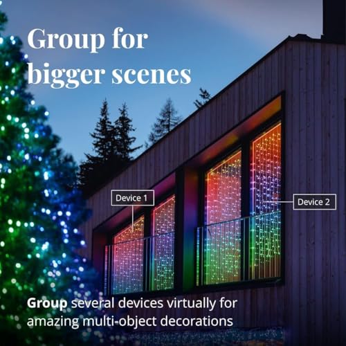 Twinkly Christmas Curtain Lights 210 RGB+W LEDs - App-Controlled, Indoor & Outdoor Use, Compatible with Google Assistant, Amazon Alexa, Apple HomeKit, Bluetooth & WiFi Connectivity Ecomm Packaging